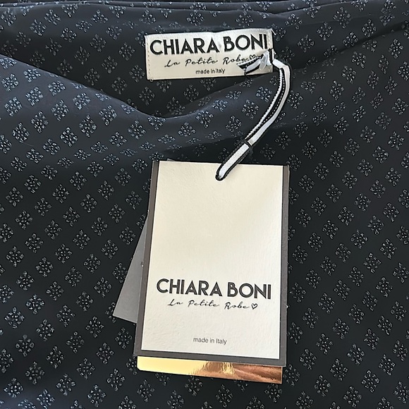 Chiara Boni NWT Black Berner Print Art Deco Diamond Uneven Hem Dress **Size 12** - Picture 6 of 6